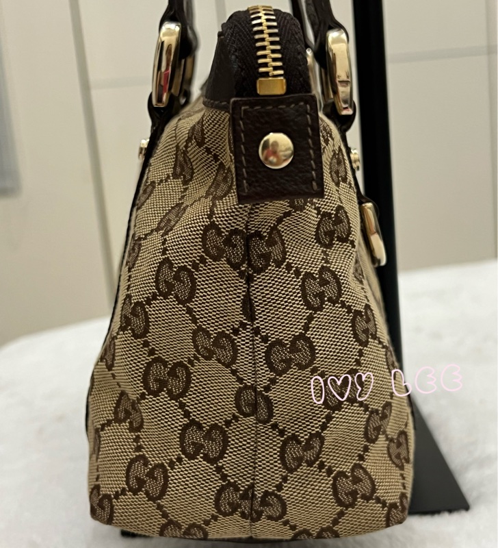 GUCCI 141471 GG 帆布托特包 小 手提包 肩背包 咖啡 正品 二手精品-13