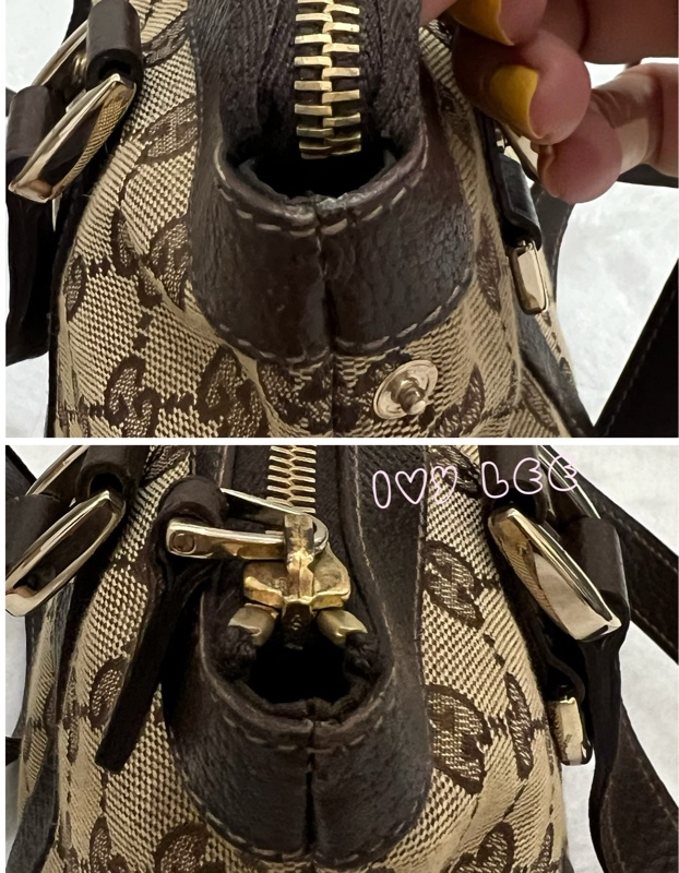 GUCCI 141471 GG 帆布托特包 小 手提包 肩背包 咖啡 正品 二手精品-17