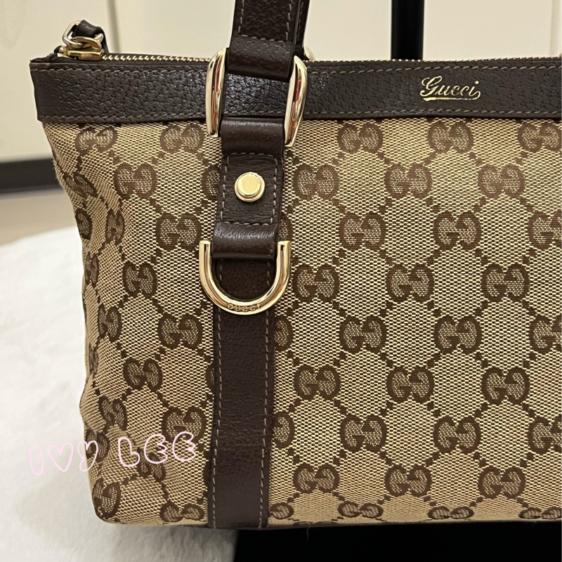 GUCCI 141471 GG 帆布托特包 小 手提包 肩背包 咖啡 正品 二手精品-24