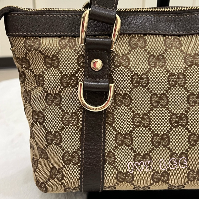 GUCCI 141471 GG 帆布托特包 小 手提包 肩背包 咖啡 正品 二手精品-26