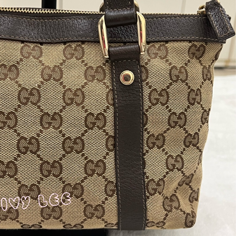 GUCCI 141471 GG 帆布托特包 小 手提包 肩背包 咖啡 正品 二手精品-27