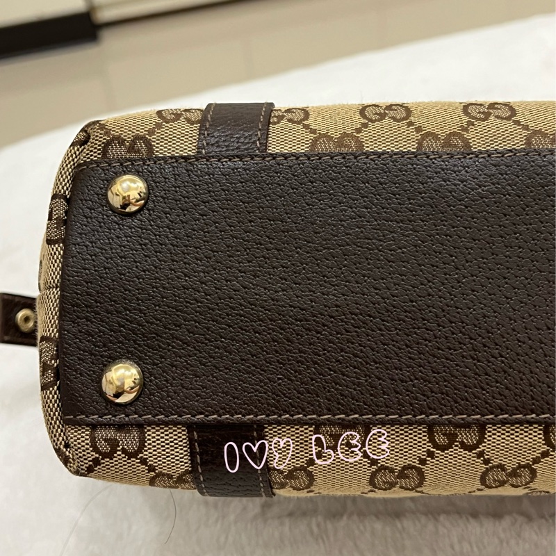 GUCCI 141471 GG 帆布托特包 小 手提包 肩背包 咖啡 正品 二手精品-28