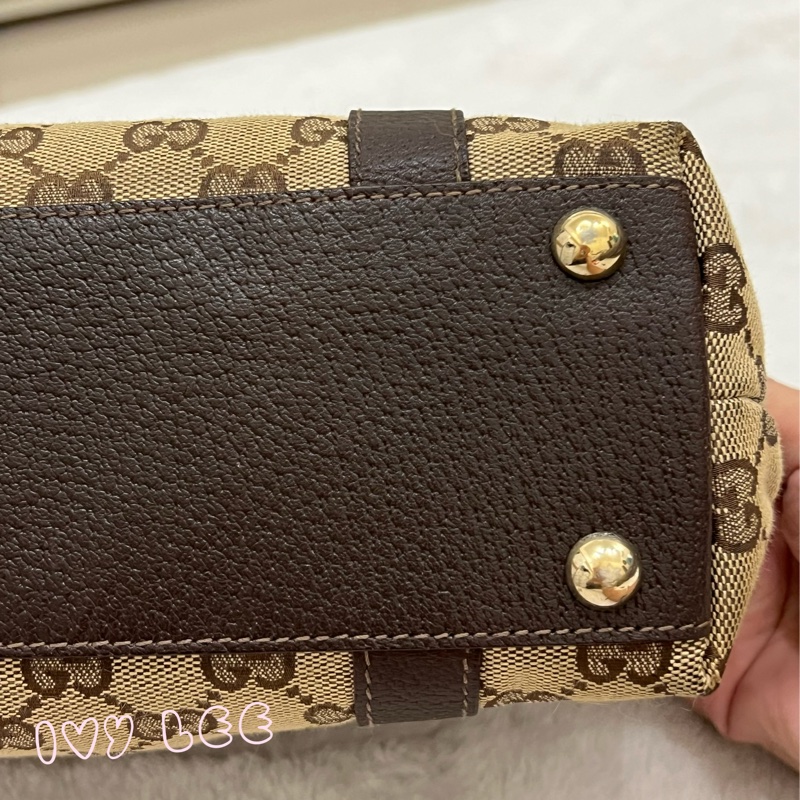 GUCCI 141471 GG 帆布托特包 小 手提包 肩背包 咖啡 正品 二手精品-29
