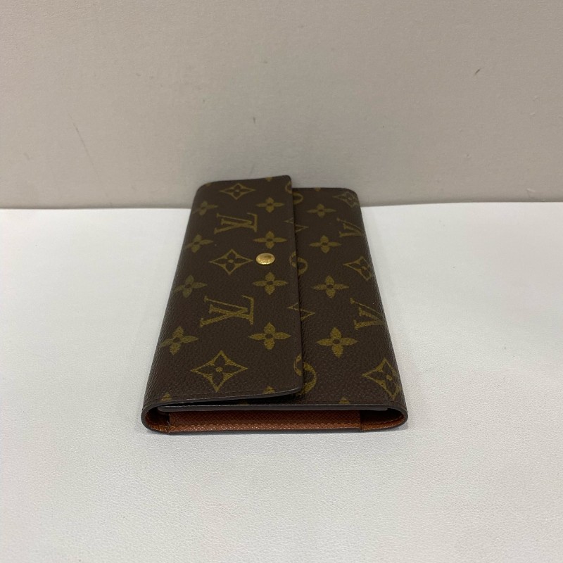 LV路易威登老花金色按扣三摺疊長款銀包-2
