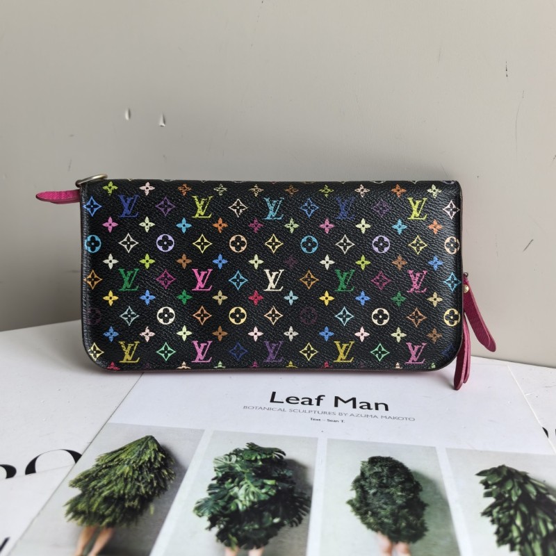 LV/路易威登 黑三彩對折按扣長夾銀包 有刻字-0