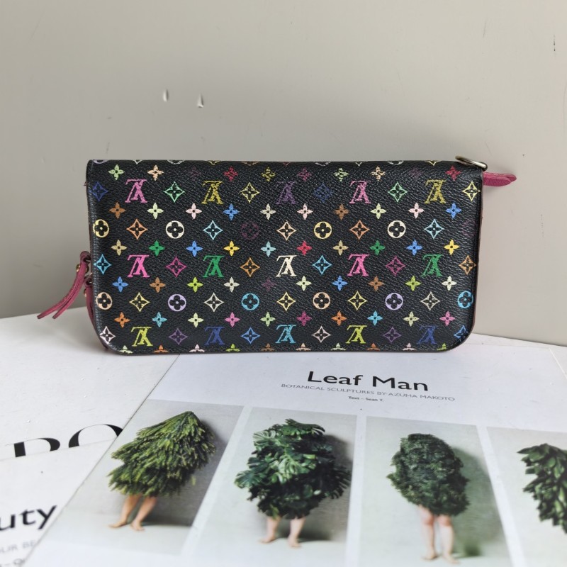 LV/路易威登 黑三彩對折按扣長夾銀包 有刻字-1