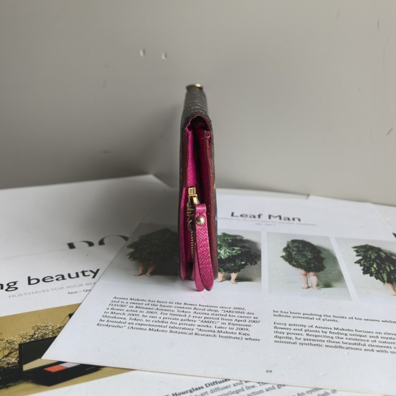 LV/路易威登 黑三彩對折按扣長夾銀包 有刻字-3