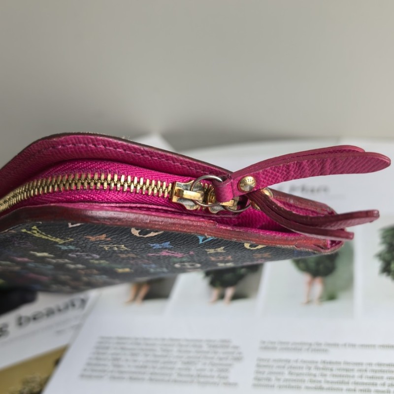 LV/路易威登 黑三彩對折按扣長夾銀包 有刻字-9