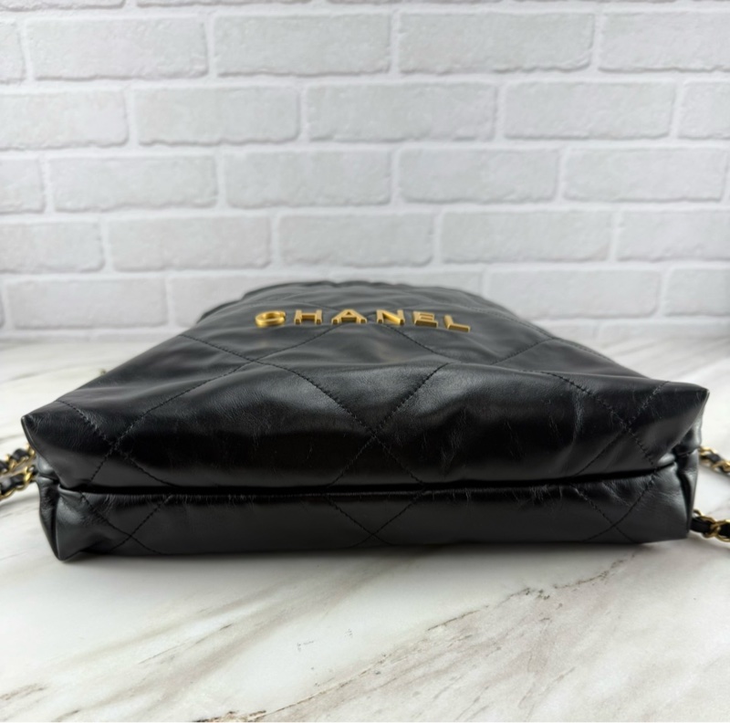 Chanel 香奈兒 Hobo Bag 22Bag 黑金 小號 雙肩包/ 手提/後背包-7