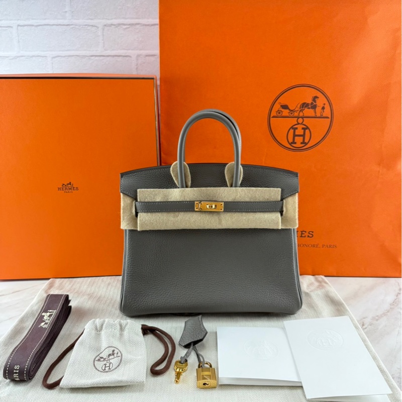 愛馬仕 Hermès Birkin 25 Togo 0L Gris Meyer 積雨雲灰金釦 柏金包-0