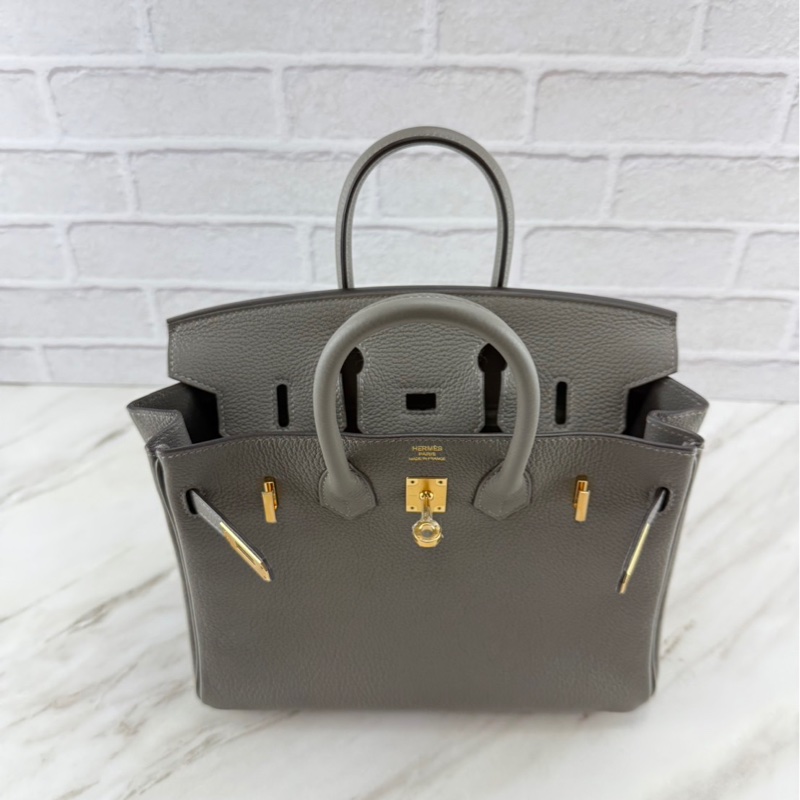 愛馬仕 Hermès Birkin 25 Togo 0L Gris Meyer 積雨雲灰金釦 柏金包-5