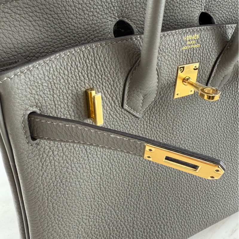愛馬仕 Hermès Birkin 25 Togo 0L Gris Meyer 積雨雲灰金釦 柏金包-8