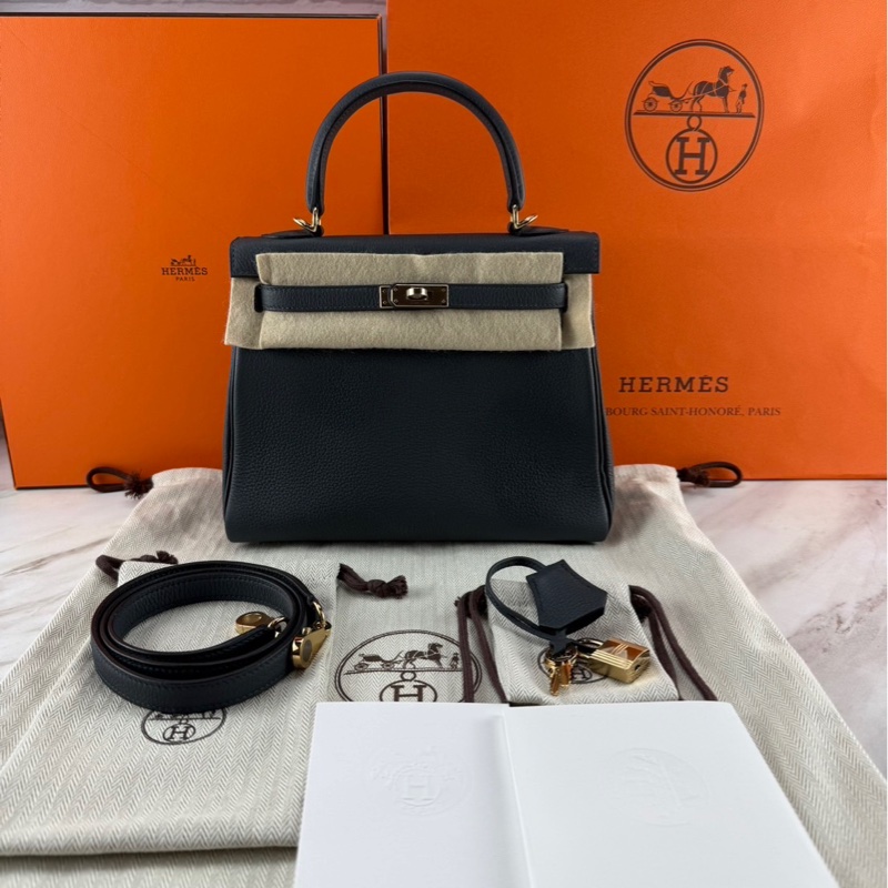 愛馬仕 Hermès Kelly25 Togo  HO 霧霾灰 金釦 凱莉包-0