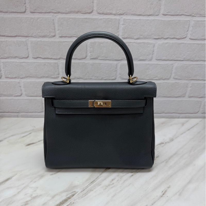 愛馬仕 Hermès Kelly25 Togo  HO 霧霾灰 金釦 凱莉包-5
