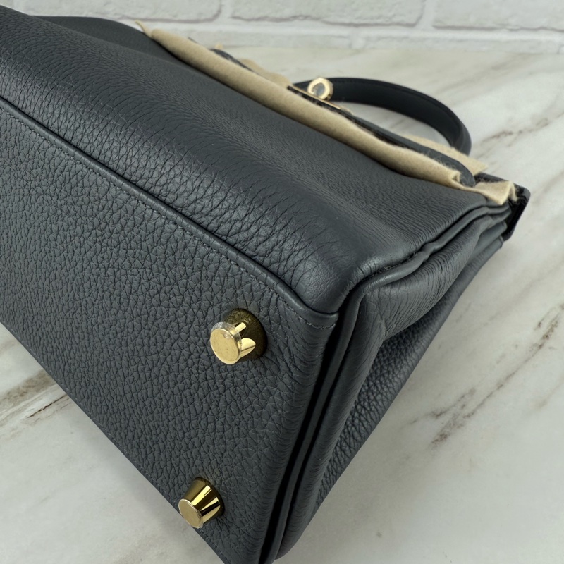 愛馬仕 Hermès Kelly25 Togo  HO 霧霾灰 金釦 凱莉包-11