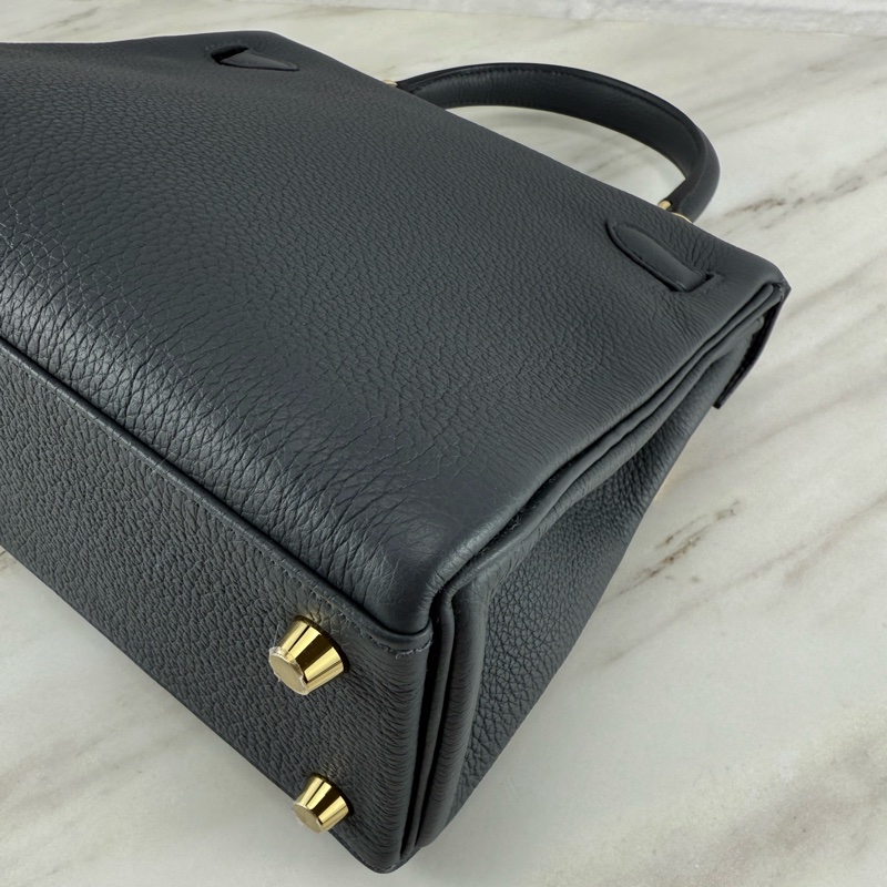 愛馬仕 Hermès Kelly25 Togo  HO 霧霾灰 金釦 凱莉包-13