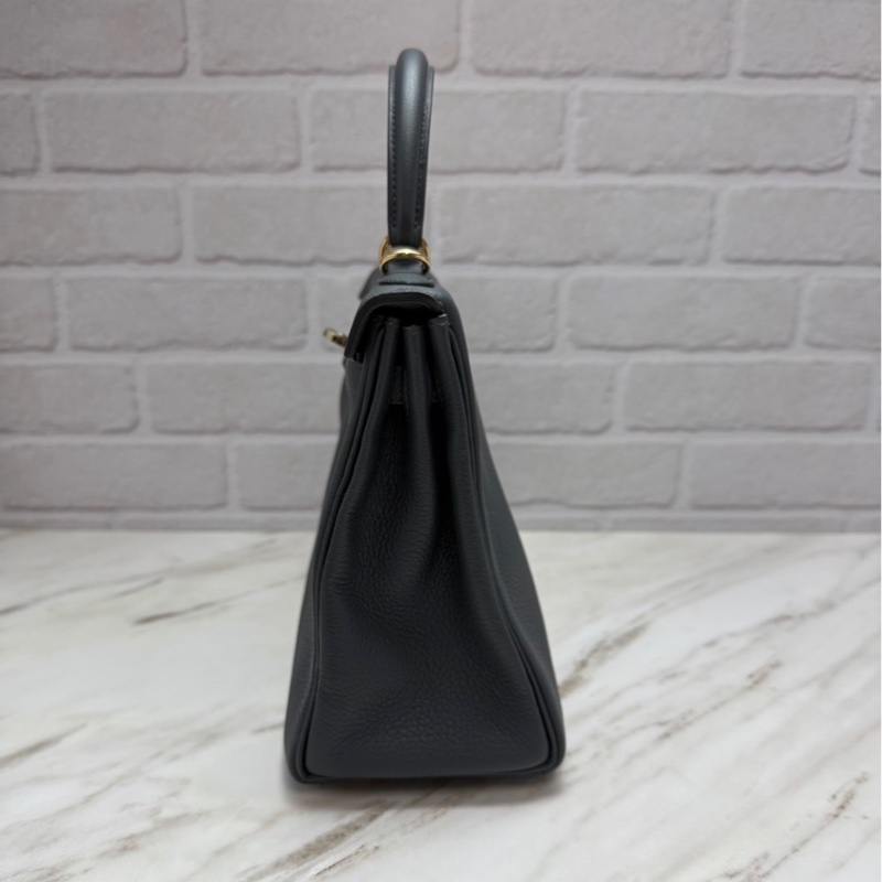 愛馬仕 Hermès Kelly25 Togo  HO 霧霾灰 金釦 凱莉包-15