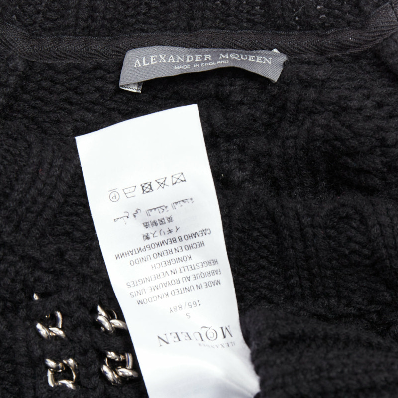 ALEXANDER MCQUEEN 2018 100% cashmere silver chain cold shoulder sweater S-7
