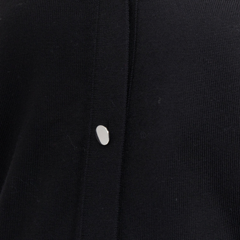 ALEXANDER WANG black merino wool silk trim sheer back cardigan XS-6
