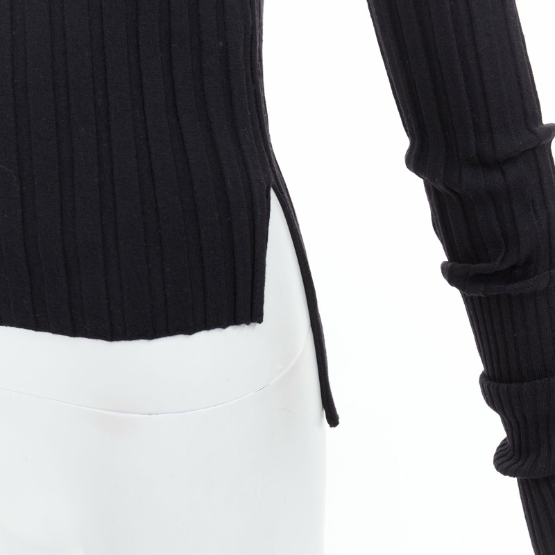 OLD CELINE Phoebe Philo black wool turtleneck ribbed long sleeve top XS-1