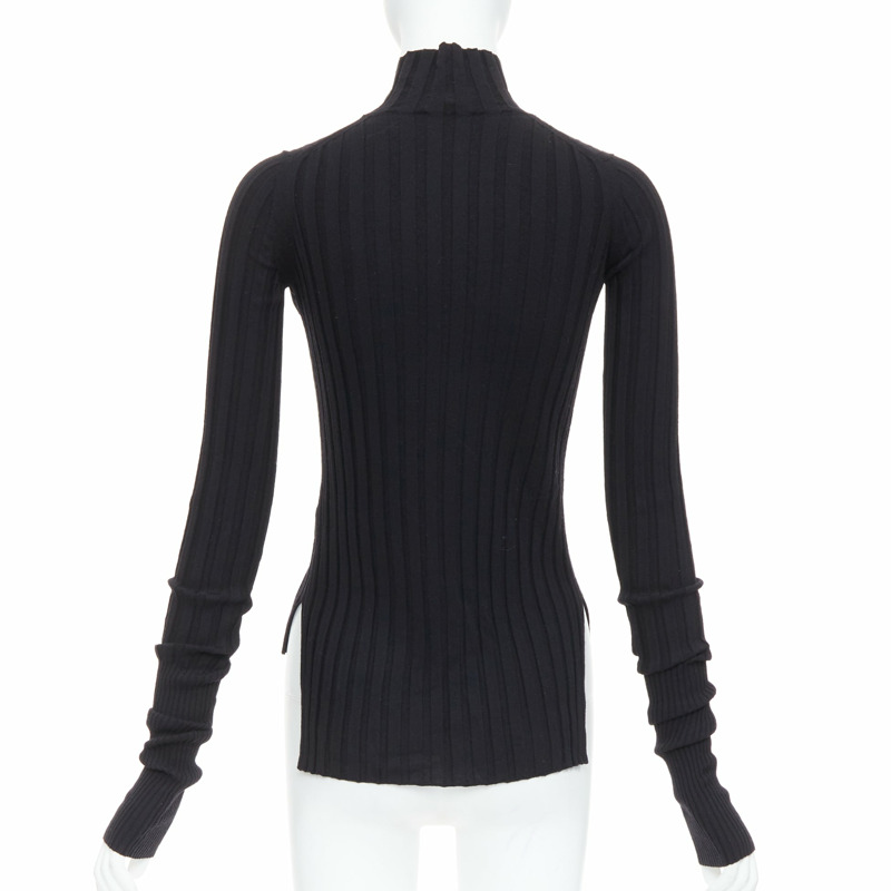 OLD CELINE Phoebe Philo black wool turtleneck ribbed long sleeve top XS-4
