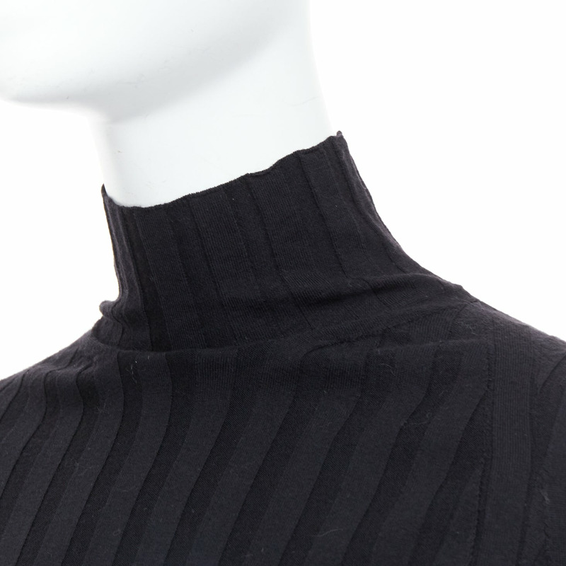 OLD CELINE Phoebe Philo black wool turtleneck ribbed long sleeve top XS-6