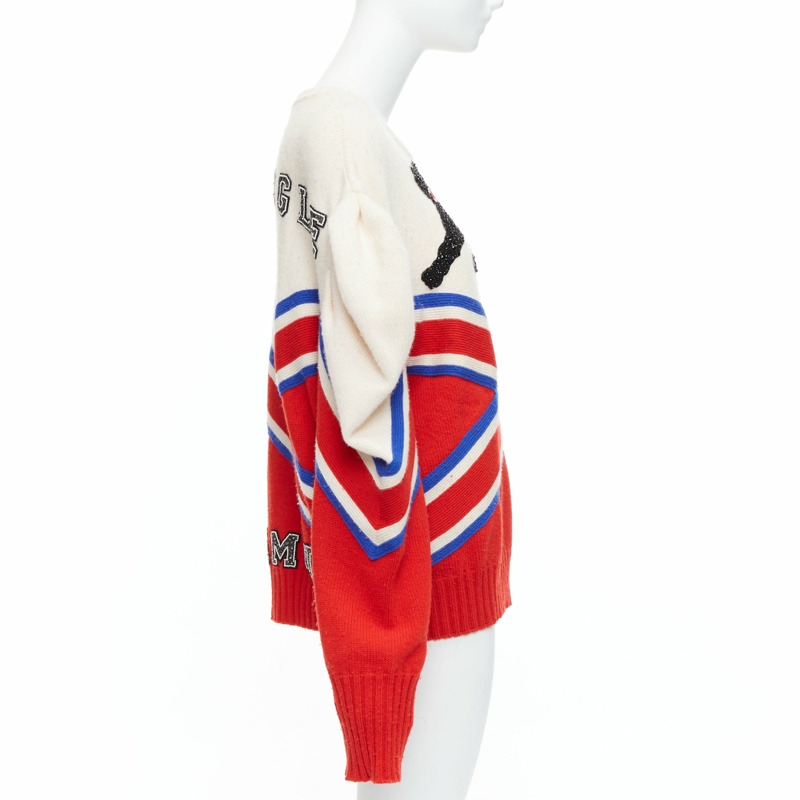 GUCCI Alessandro 2016 Runway 100% wool crystal panther intarsia puff sweater-3