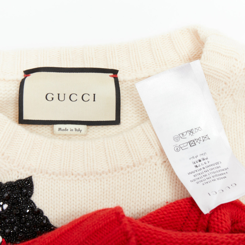 GUCCI Alessandro 2016 Runway 100% wool crystal panther intarsia puff sweater-8