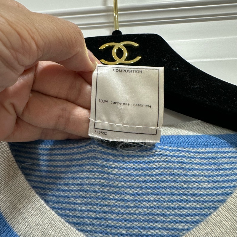 CHANEL 香奈兒 藍色 條紋 長袖 圓領 針織外套 針織毛衣 針織衫 小外套 罩衫-8