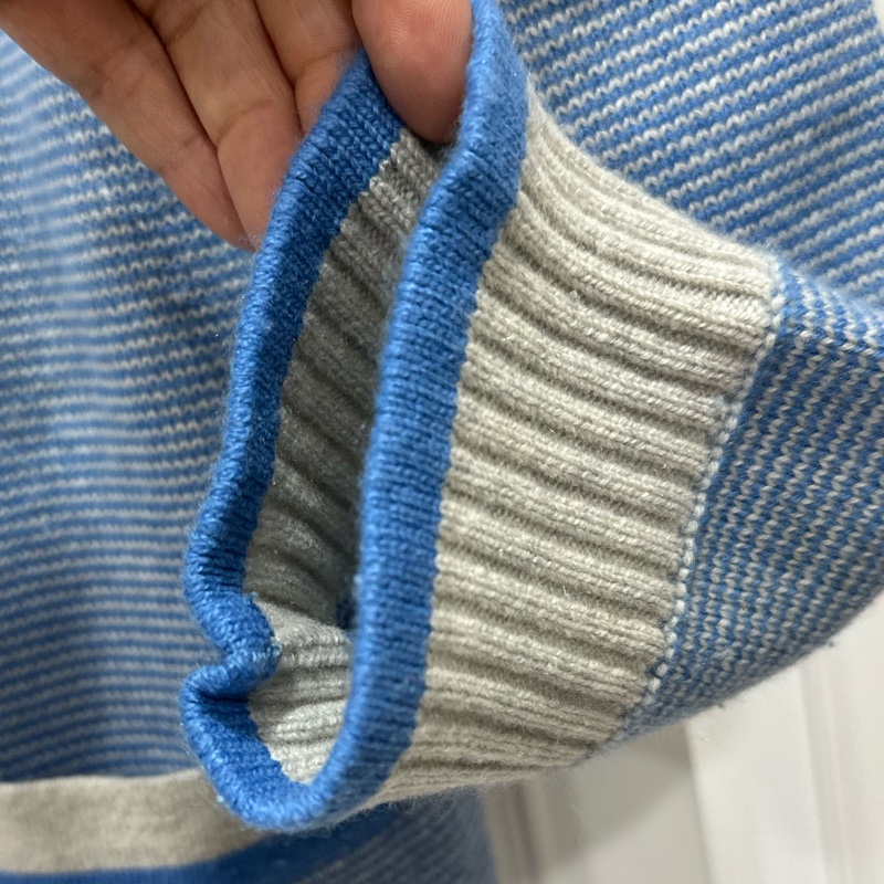 CHANEL 香奈兒 藍色 條紋 長袖 圓領 針織外套 針織毛衣 針織衫 小外套 罩衫-16