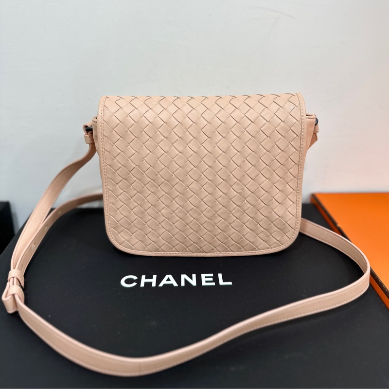 BOTTEGA VENETA BV 編織 粉 小馬鞍 斜背包 肩背包 側背包 手提包-0