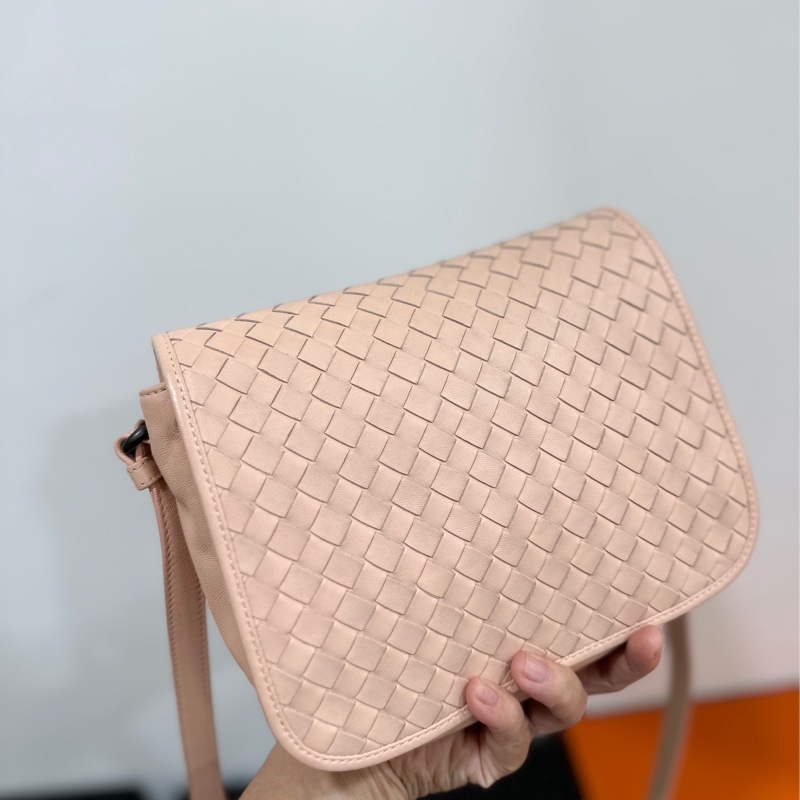 BOTTEGA VENETA BV 編織 粉 小馬鞍 斜背包 肩背包 側背包 手提包-2