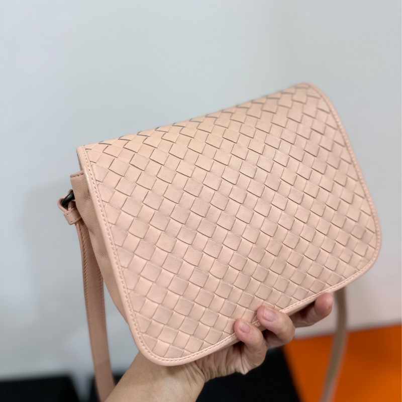 BOTTEGA VENETA BV 編織 粉 小馬鞍 斜背包 肩背包 側背包 手提包-16