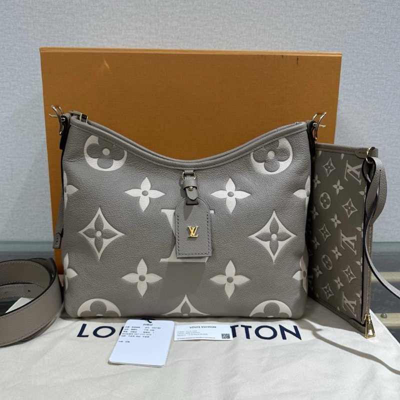 LV 大象灰小號carryall子母肩背斜背包 芯片款 28*24*13 98新配件盒子塵袋吊牌-0