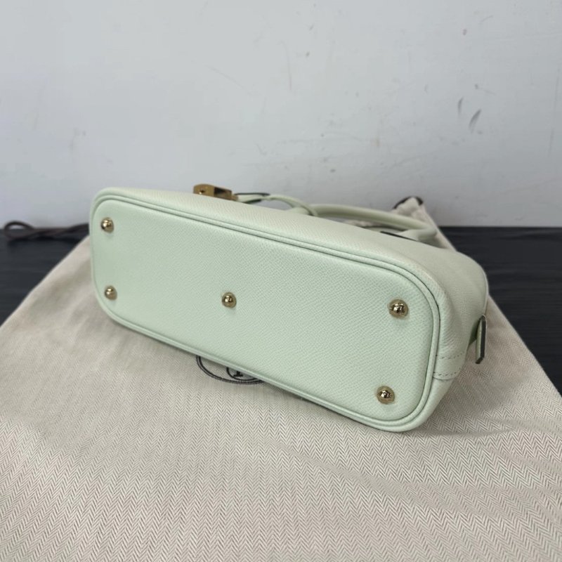 HERMES 保齡球27氣泡綠金扣手提肩背包 27*19*8 99新配件塵袋購證-2