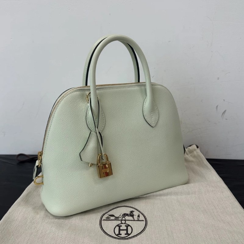 HERMES 保齡球27氣泡綠金扣手提肩背包 27*19*8 99新配件塵袋購證-1
