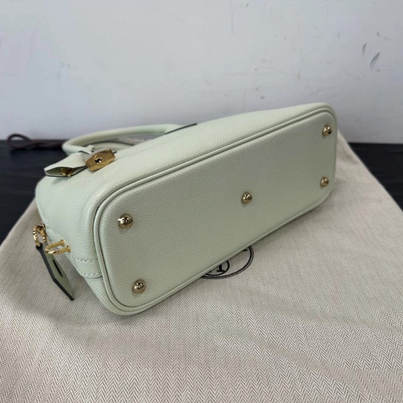 HERMES 保齡球27氣泡綠金扣手提肩背包 27*19*8 99新配件塵袋購證-4