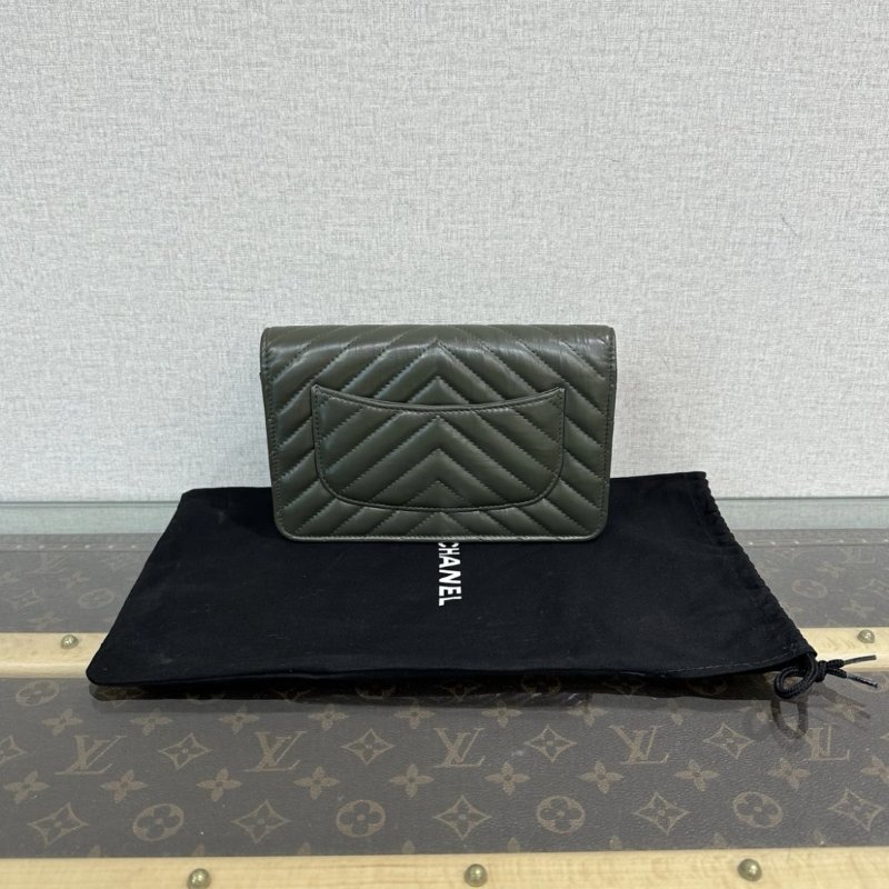 CHANEL 22K綠金V紋2.55woc肩背斜背包 19*12*4.5 99新配件塵袋購證-5