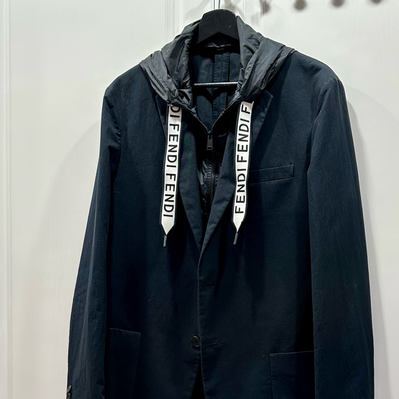 FENDI 假兩件深藍色西裝外套 尺碼52-0