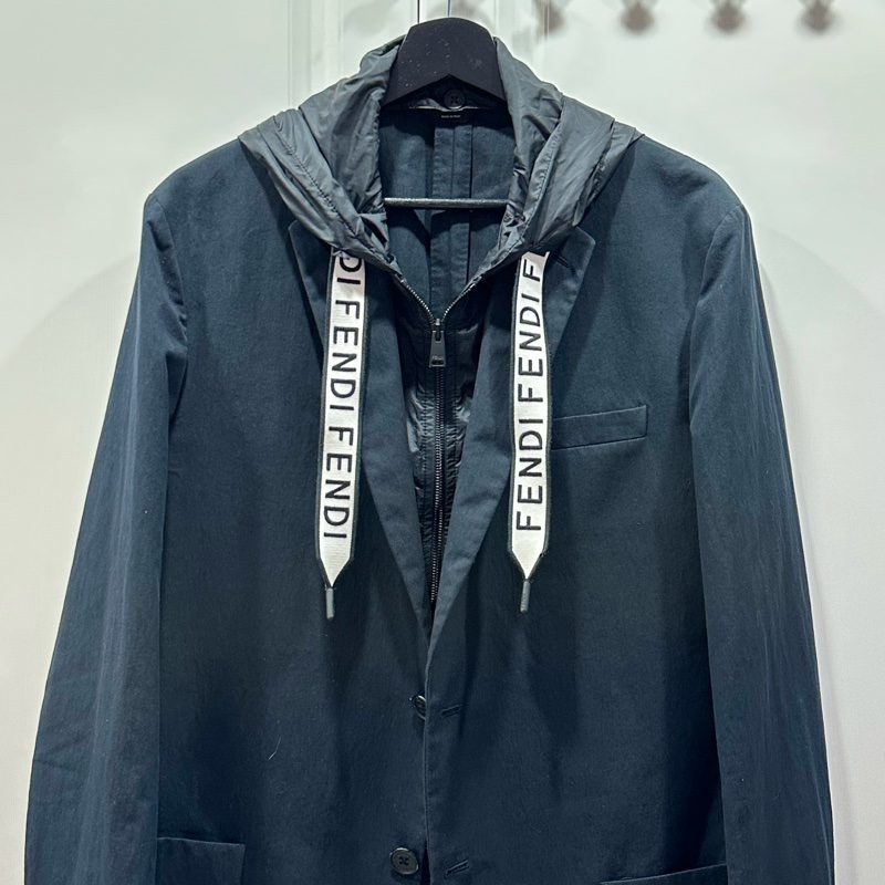 FENDI 假兩件深藍色西裝外套 尺碼52-4