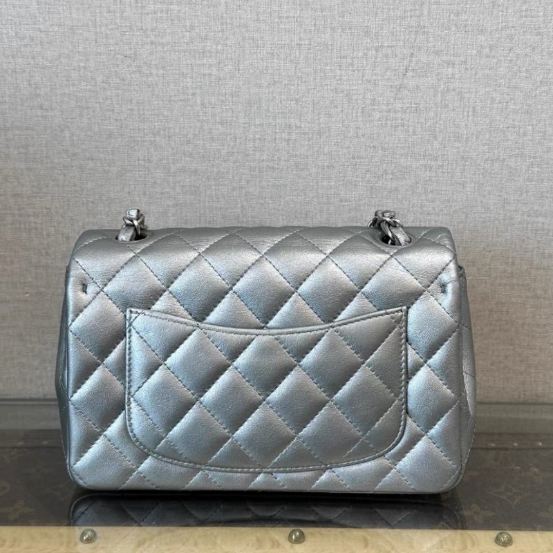 CHANEL 太空銀大mini肩背斜背包 20*12*8 98新配件塵袋-5