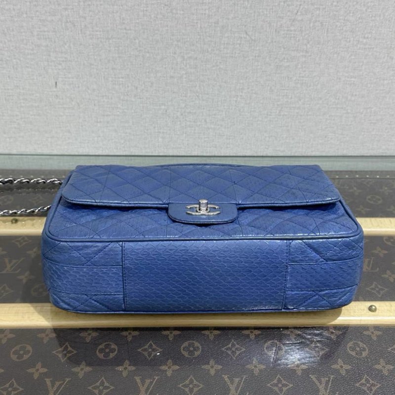 CHANEL CF藍銀手提斜背包 30*19*8 98新配件塵袋-3