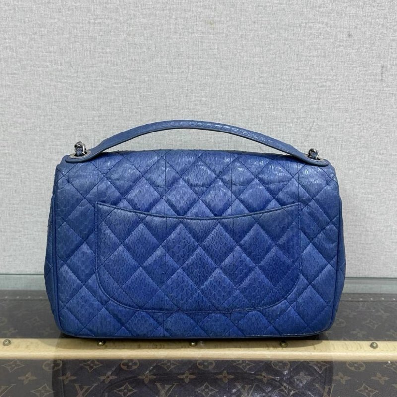 CHANEL CF藍銀手提斜背包 30*19*8 98新配件塵袋-5