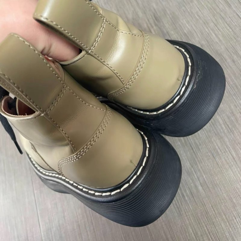 bottega veneta 綠色厚底大頭鞋短靴 35號， 配件有防塵袋 僅穿一兩次 九成新-7