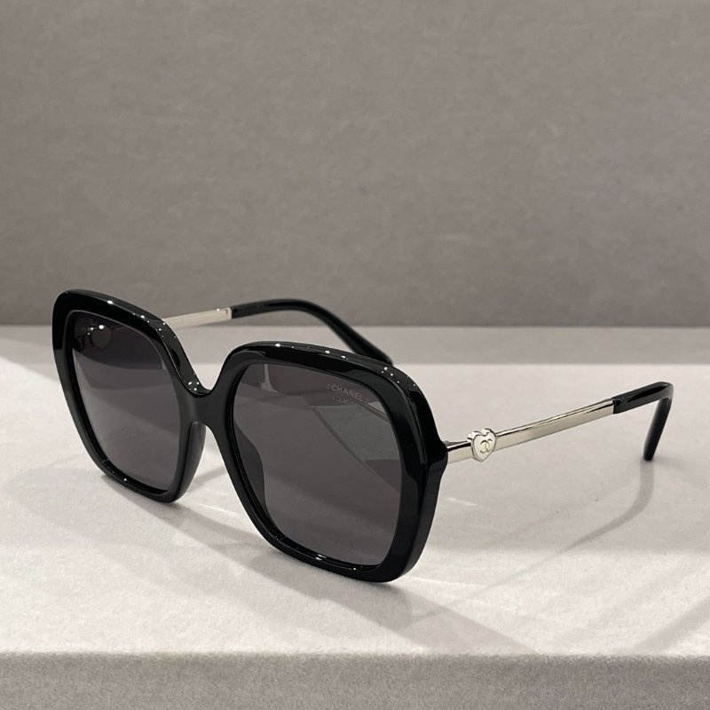CHANEL 大框太陽眼鏡 鏡腳愛心雙C logo 全新全配-4