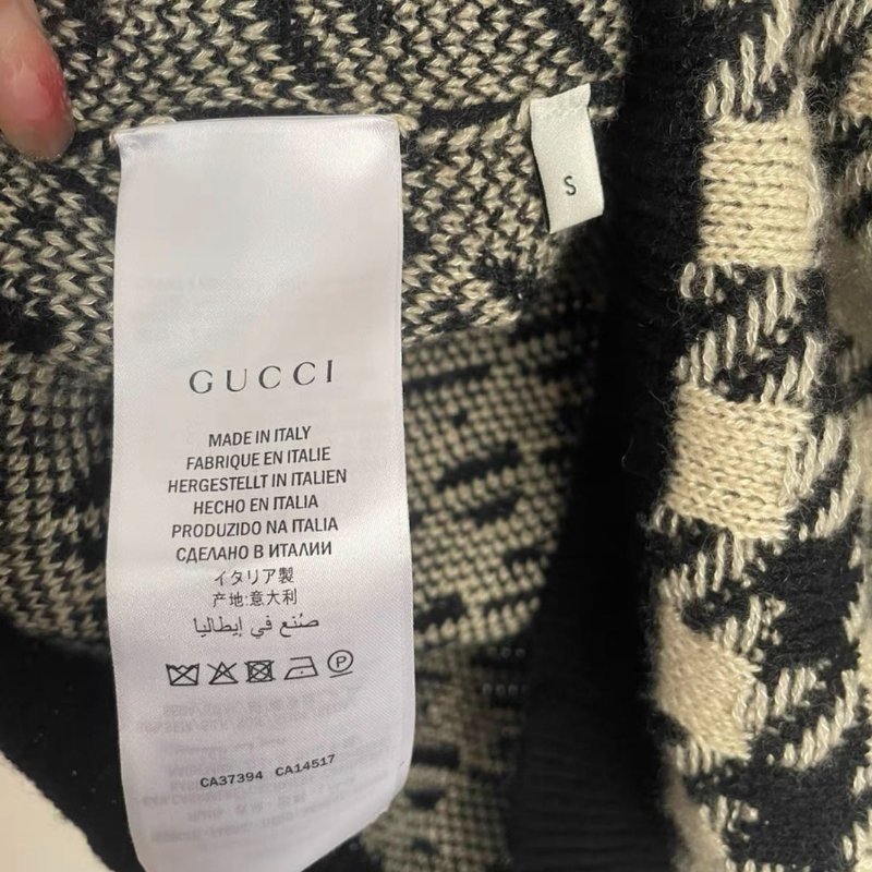 Gucci 千鳥格 羊絨針織短袖 全新僅試穿， S號，胸圍92，衣長59，原價四萬五-2