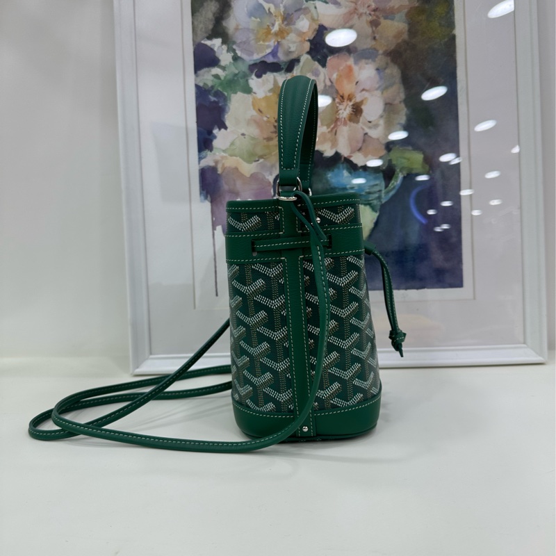 戈雅GOYARD 迷你水桶綠Petit Flot 水桶包單肩手提包 閒置近全新 有購證 尺寸:長12cm 寬10cm 高17.5cm-3