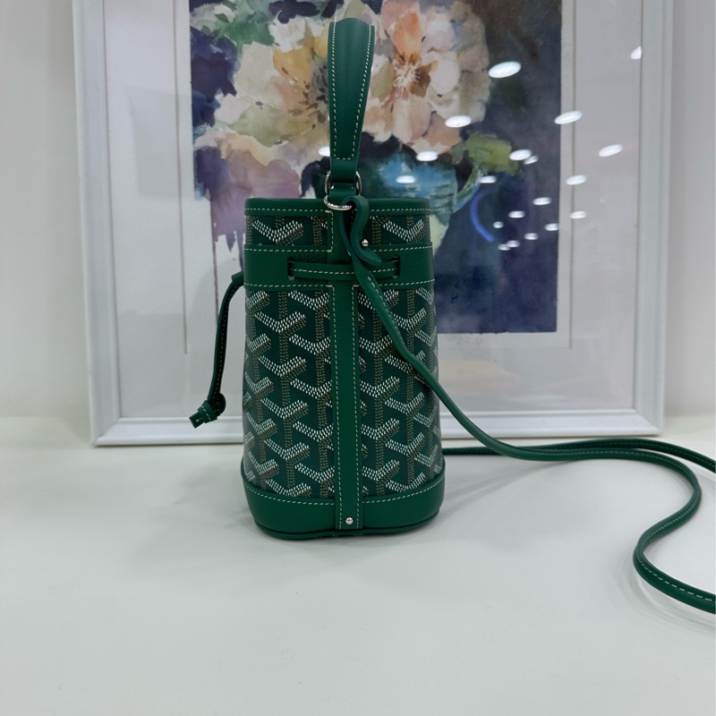 戈雅GOYARD 迷你水桶綠Petit Flot 水桶包單肩手提包 閒置近全新 有購證 尺寸:長12cm 寬10cm 高17.5cm-4