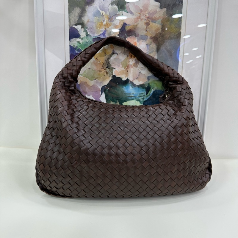 Bottega veneta/BV葆蝶家烏木棕色編織和尚包,經典手工編織設計,搭配金屬五金配件,簡約大氣 內裡乾淨 整體無瑕 size:40*27cm-2