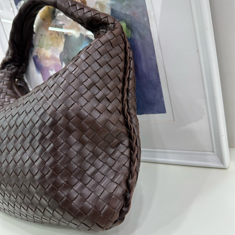 Bottega veneta/BV葆蝶家烏木棕色編織和尚包,經典手工編織設計,搭配金屬五金配件,簡約大氣 內裡乾淨 整體無瑕 size:40*27cm-3